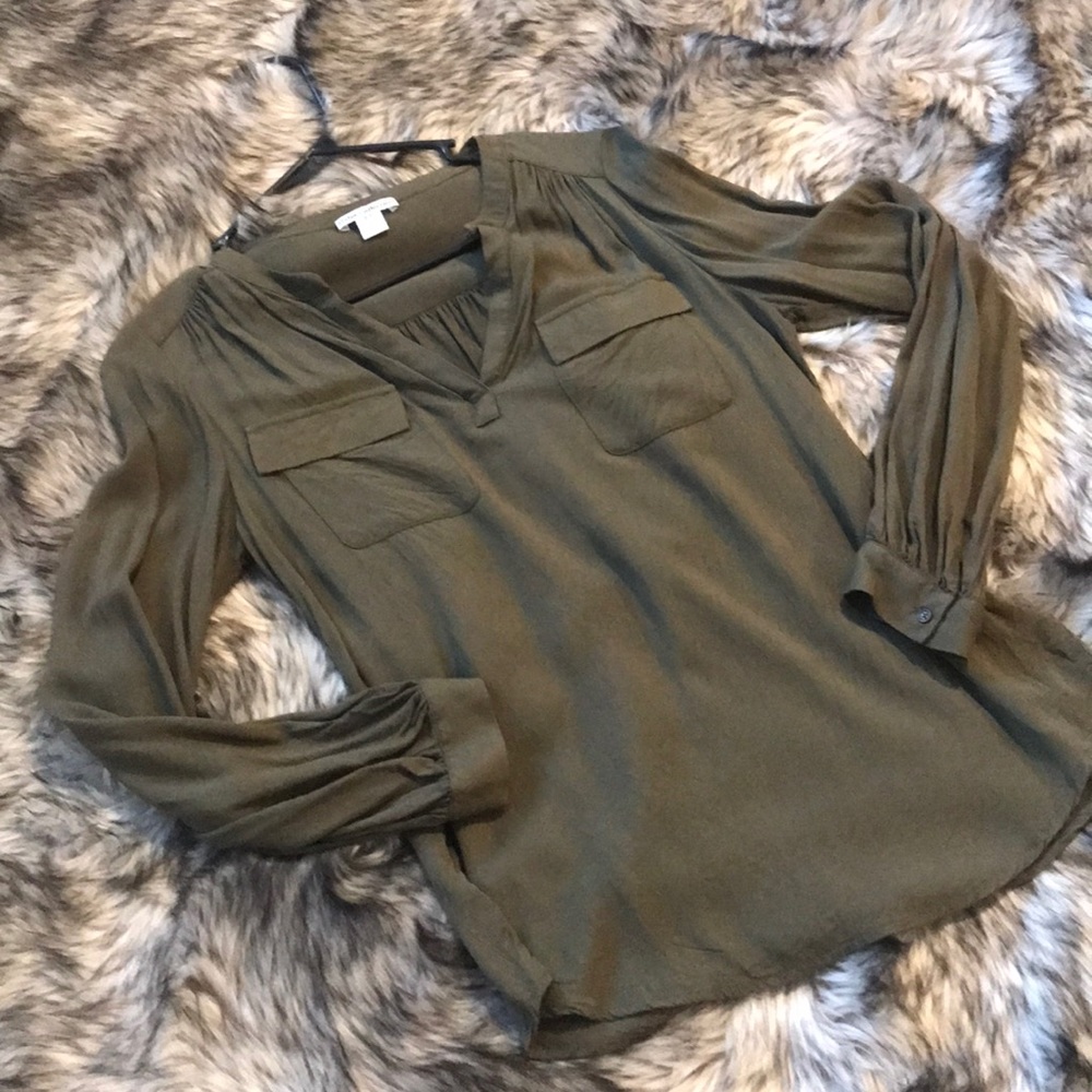 Small olive green long sleeve blouse
